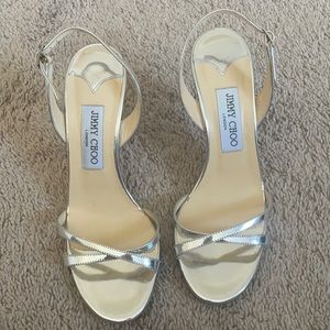 Jimmy Choo silver sling back sandals